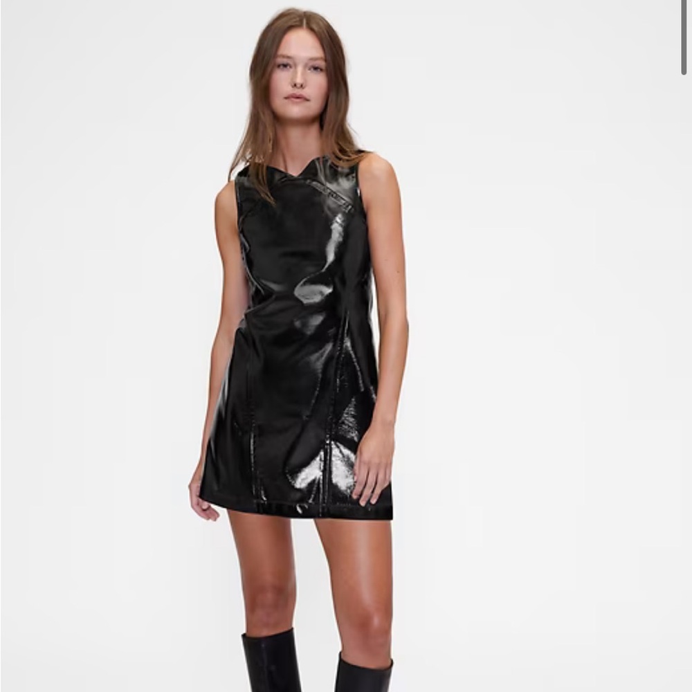 GapStudio Vegan Patent Leather Mini Dress